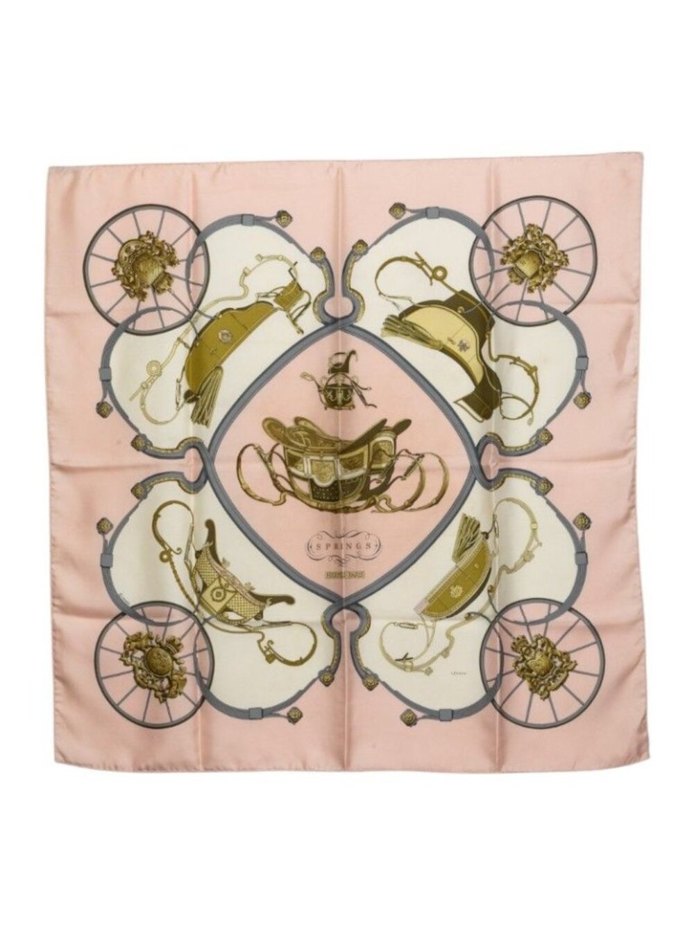 Hermes Carre 90 Spring Scarf Large Pink Multicolor Silk